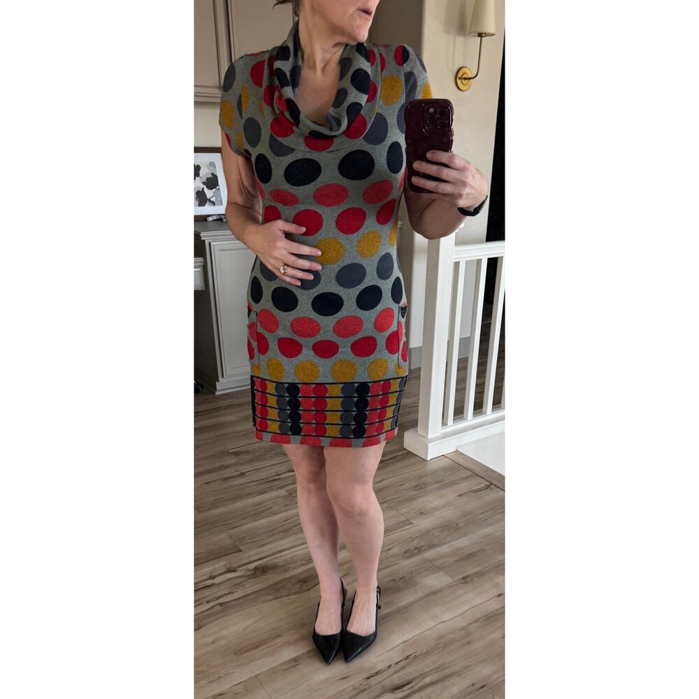 Paper Plane Women's polka dot cowl neck graphic tunic dress Size M